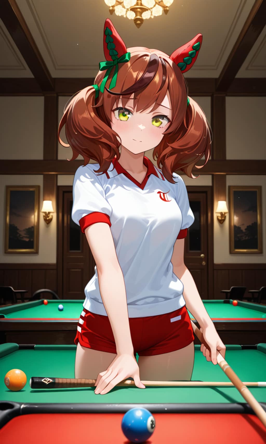 ビリヤードをやってみるネイチャさん