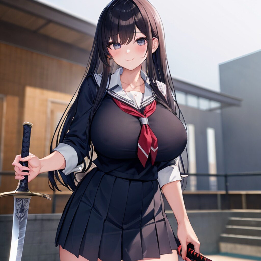 巨乳（爆乳）女子高生剣士