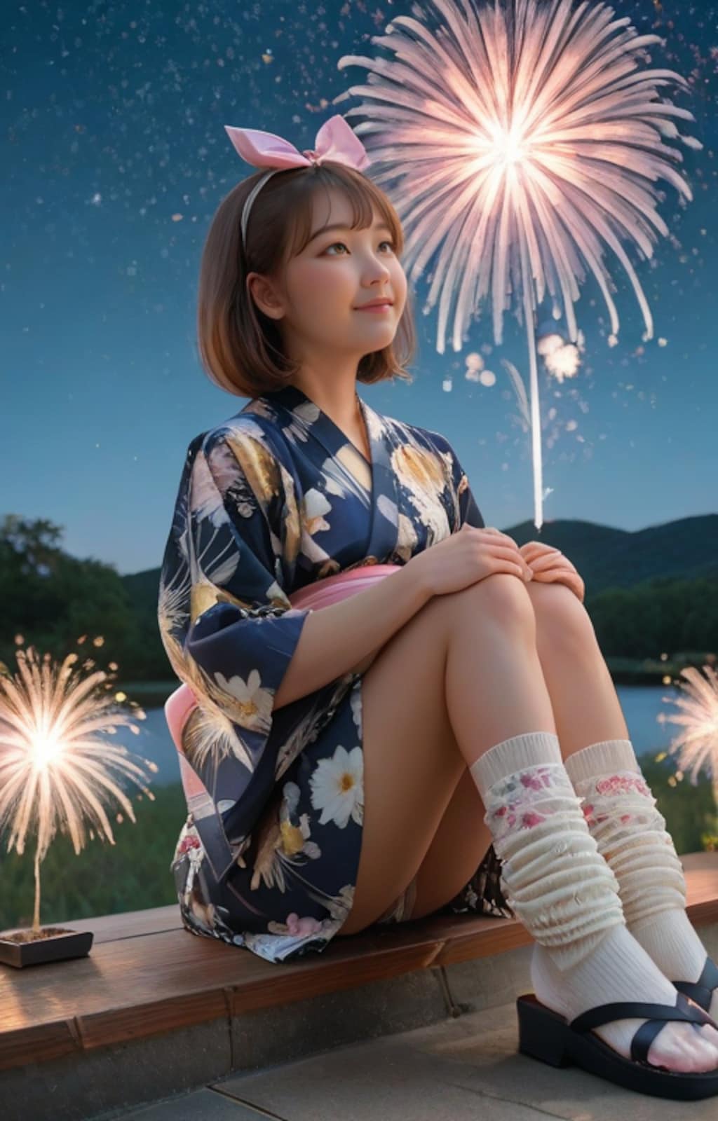 浴衣でもルーズな女子