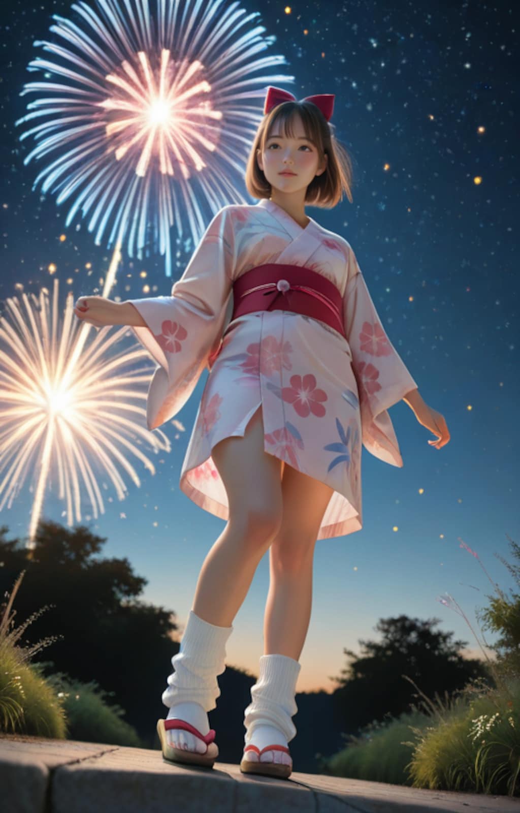 浴衣でもルーズな女子