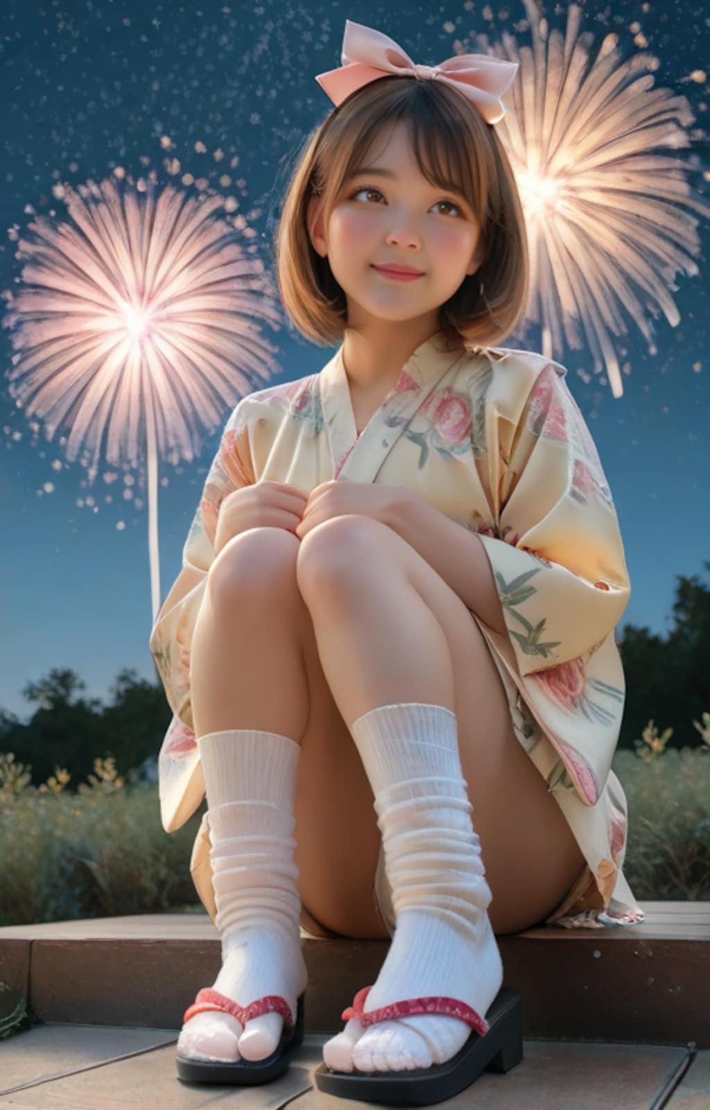 浴衣でもルーズな女子