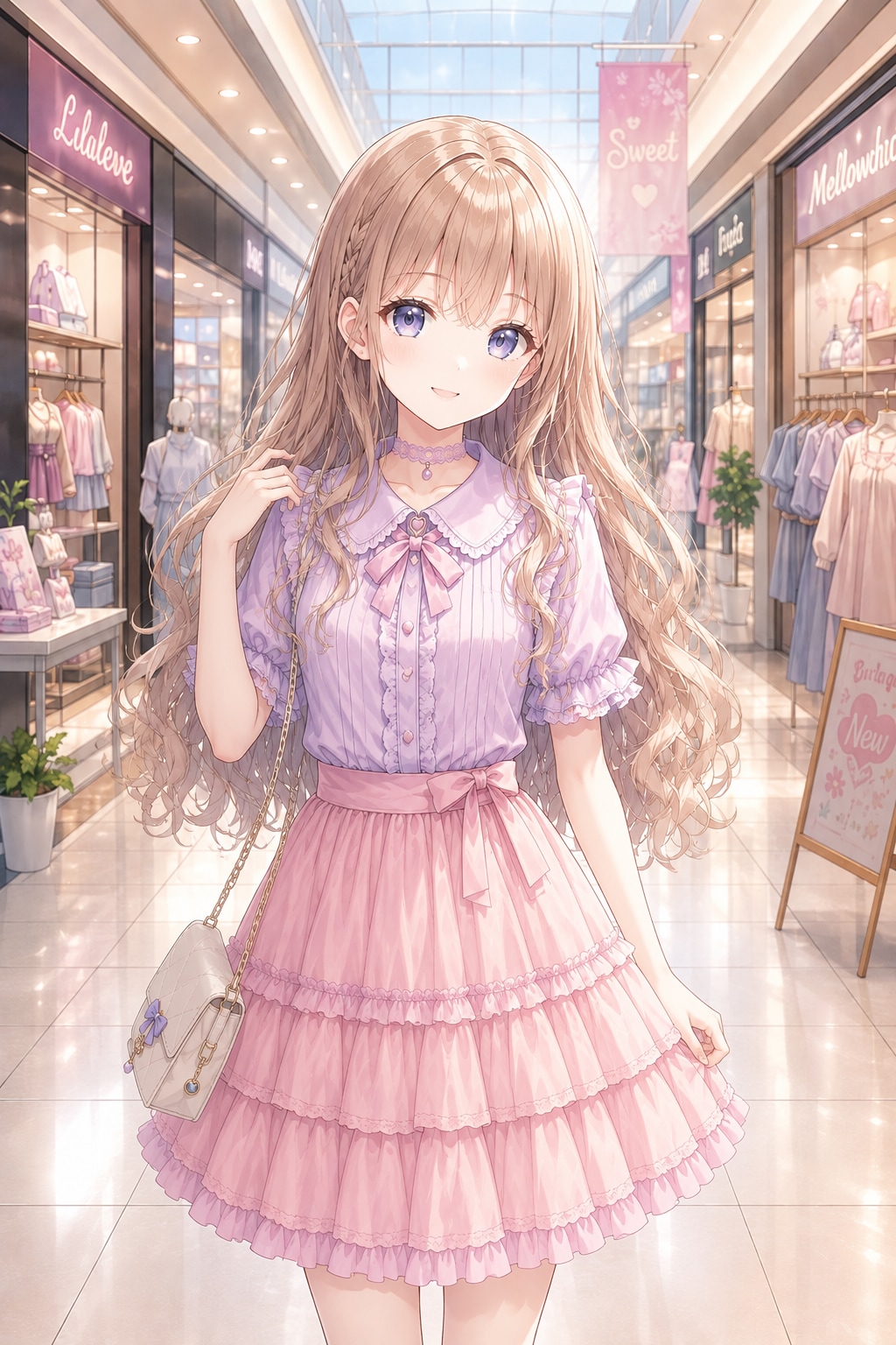 フリルブラウスとスカート