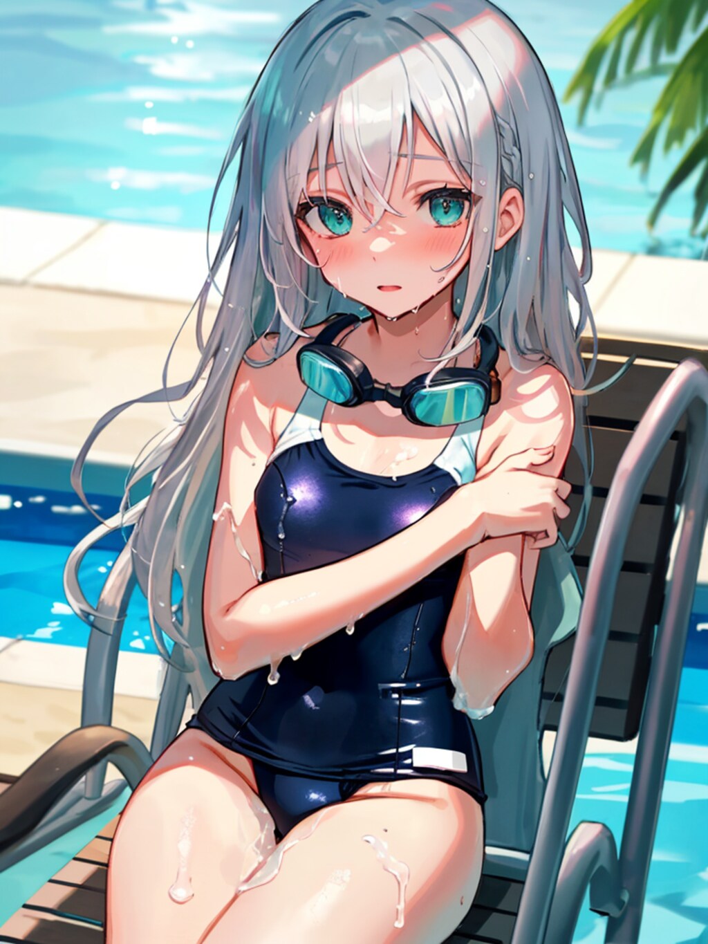 いっぱい泳いだから疲れちゃいました。