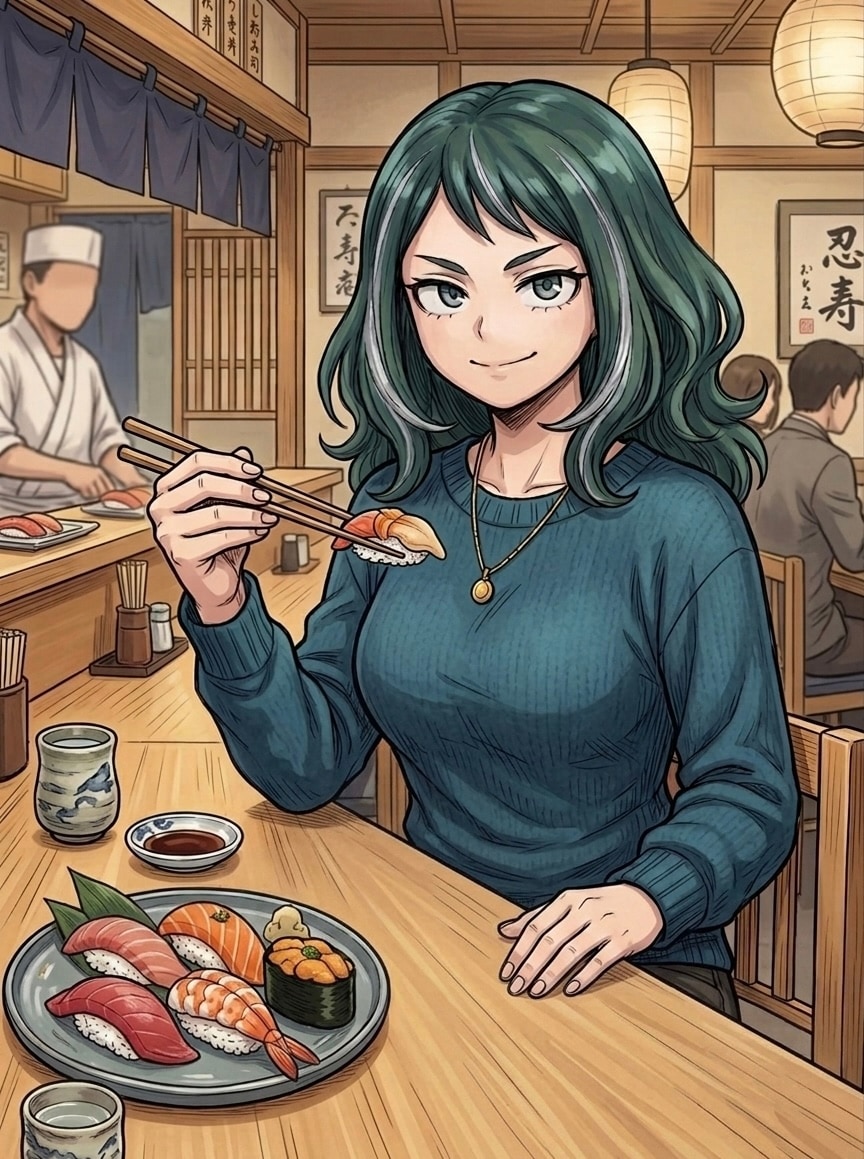 【休暇】寿司を楽しむヒーローたち