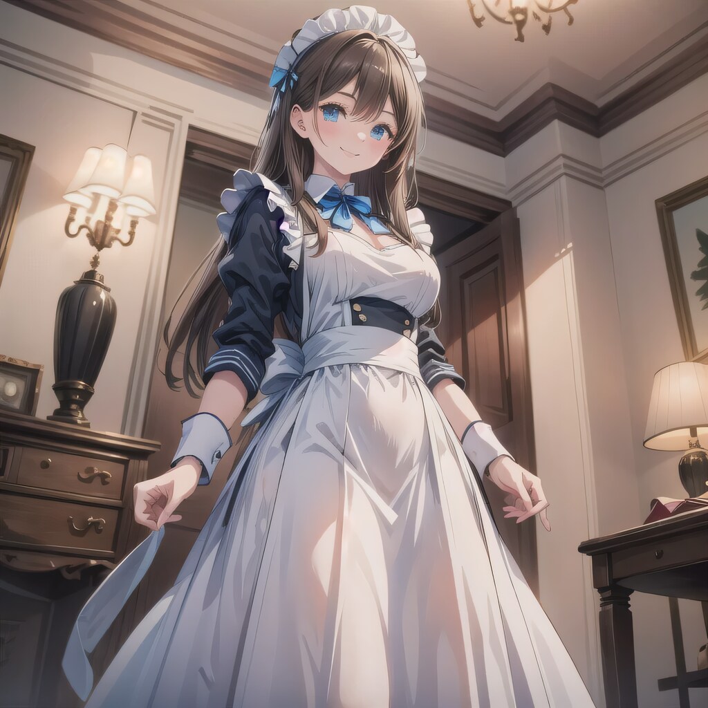 黒髪ロングでメイド服の少女３１