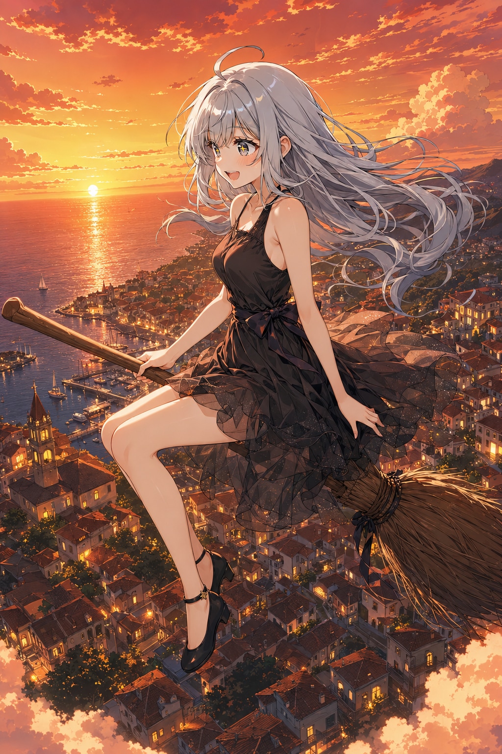 魔女の宙、夕焼けの町を越えて