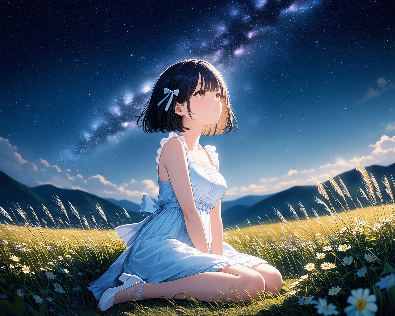 草原で星空観測