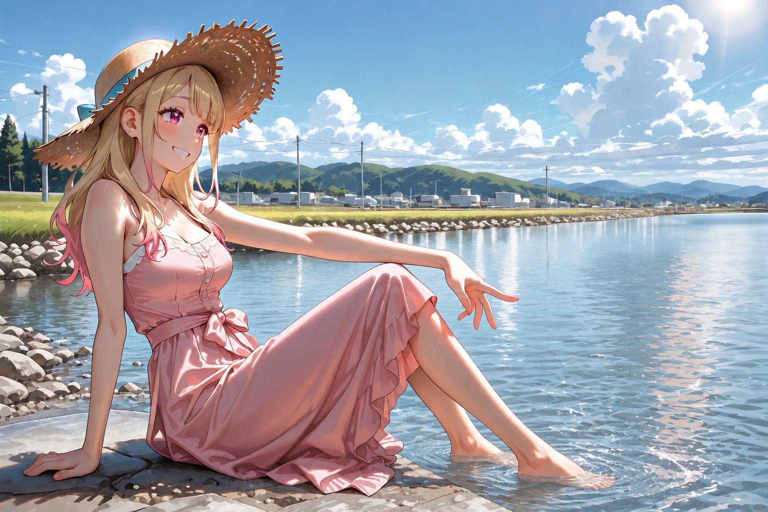 愛桜ちゃんのワンピースと麦わら帽子
