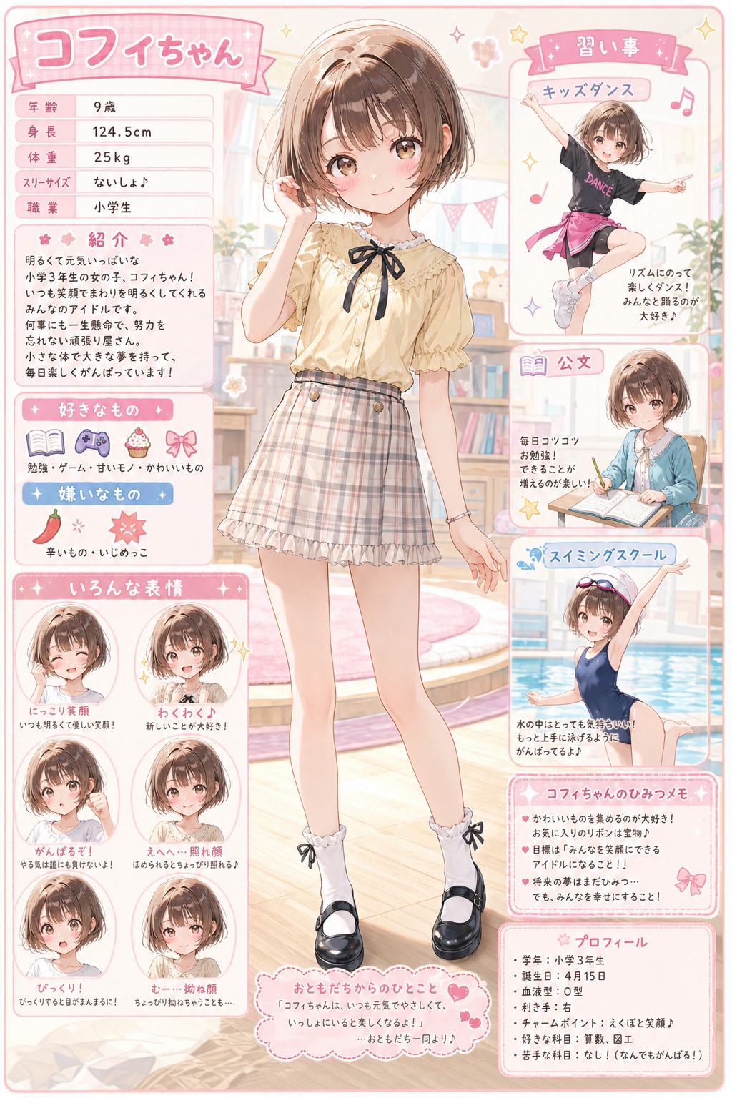 企画用に参考になればいいなと、コフィちゃんのキャラシートを作ってみたのですｗ