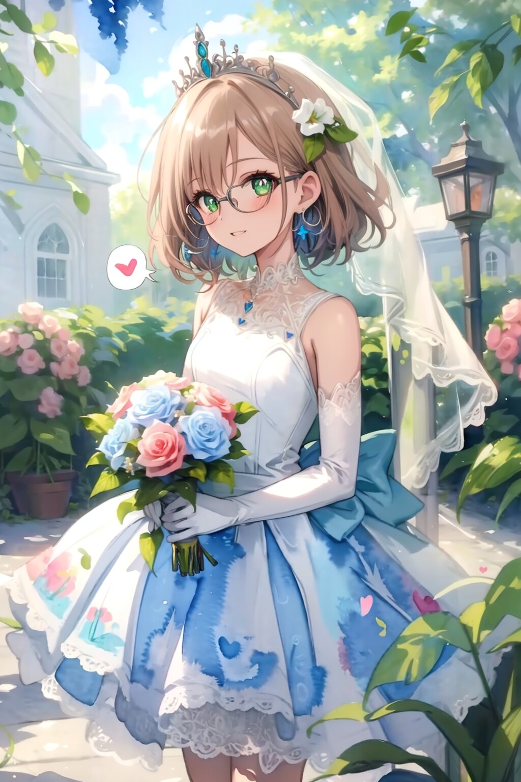 TOPAZ水彩ドレス花嫁 | の人気AIイラスト・グラビア