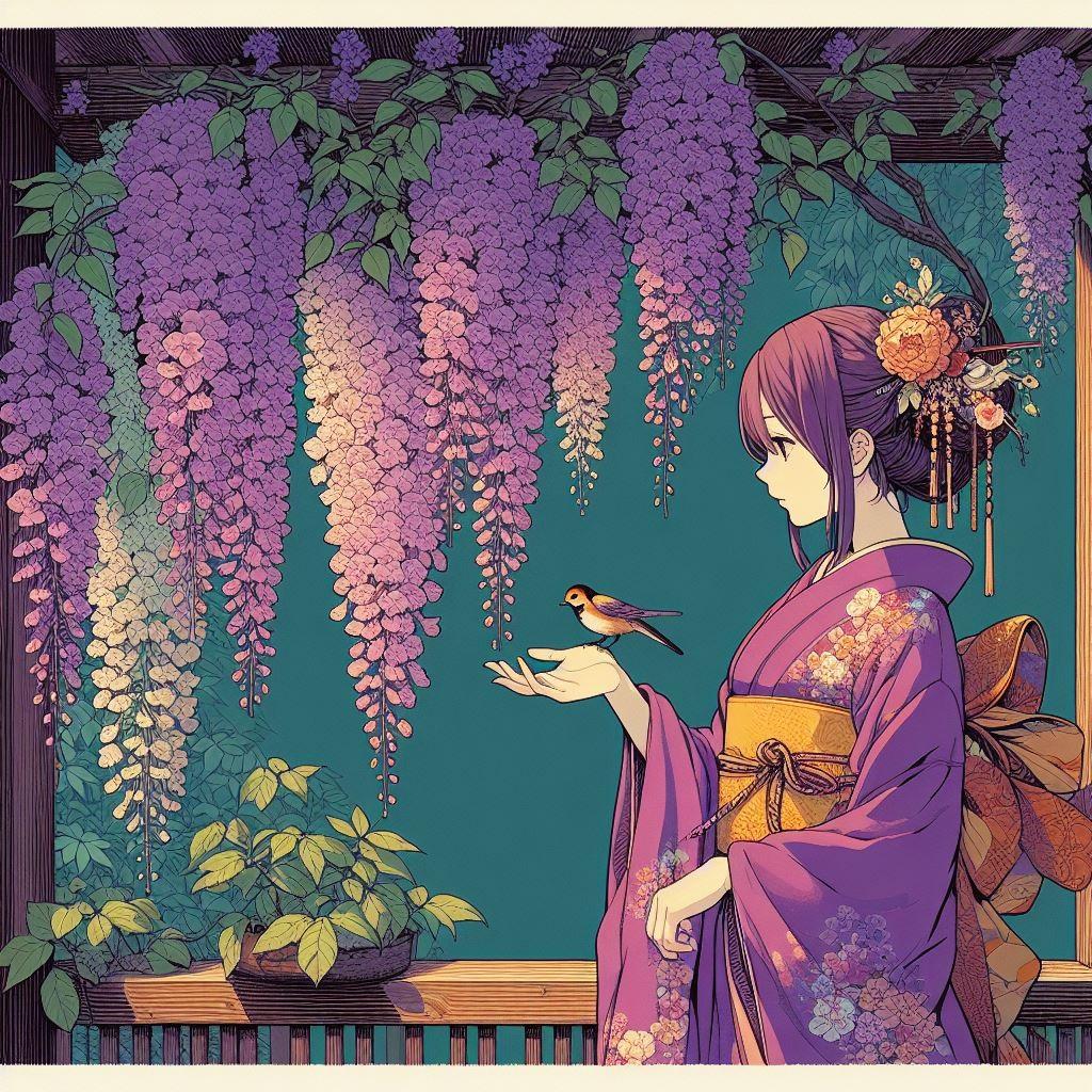 卯月／藤に不如帰