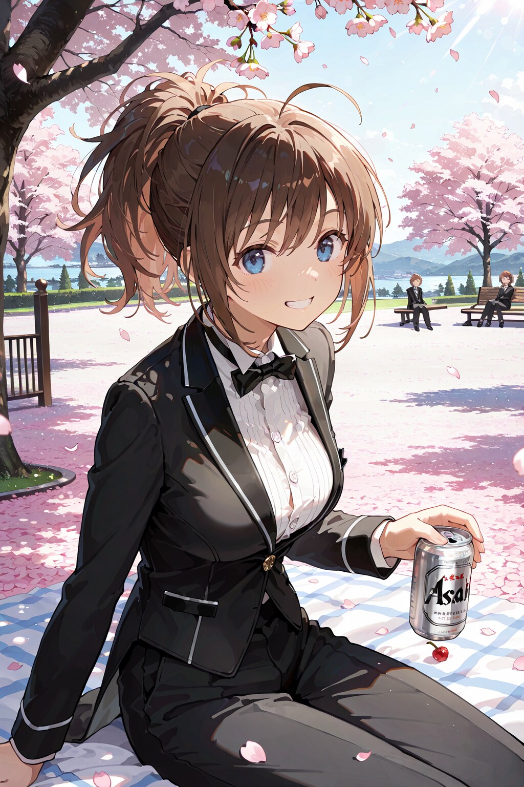 タキシードで花見