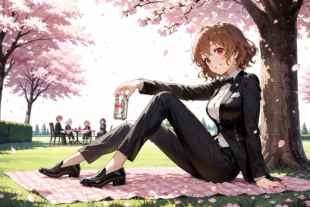 タキシードで花見