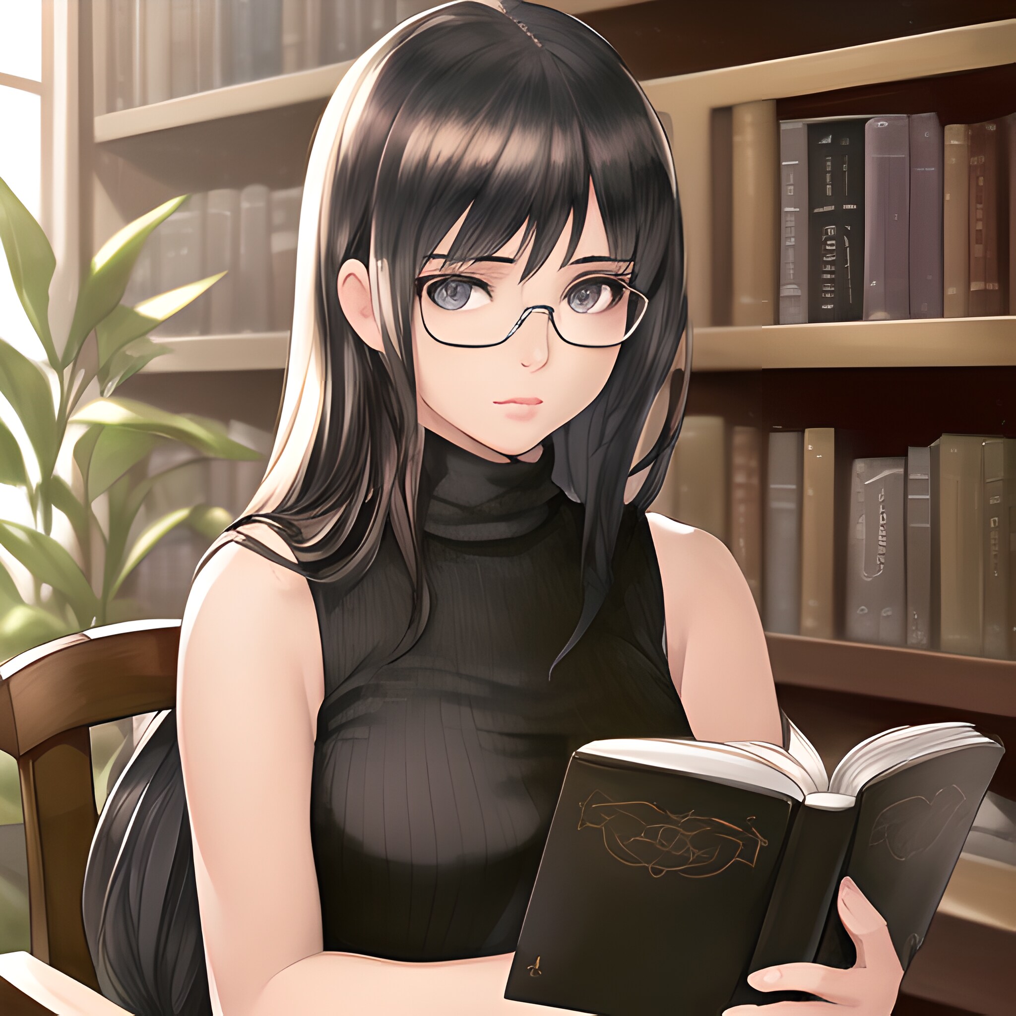 図書館にて
