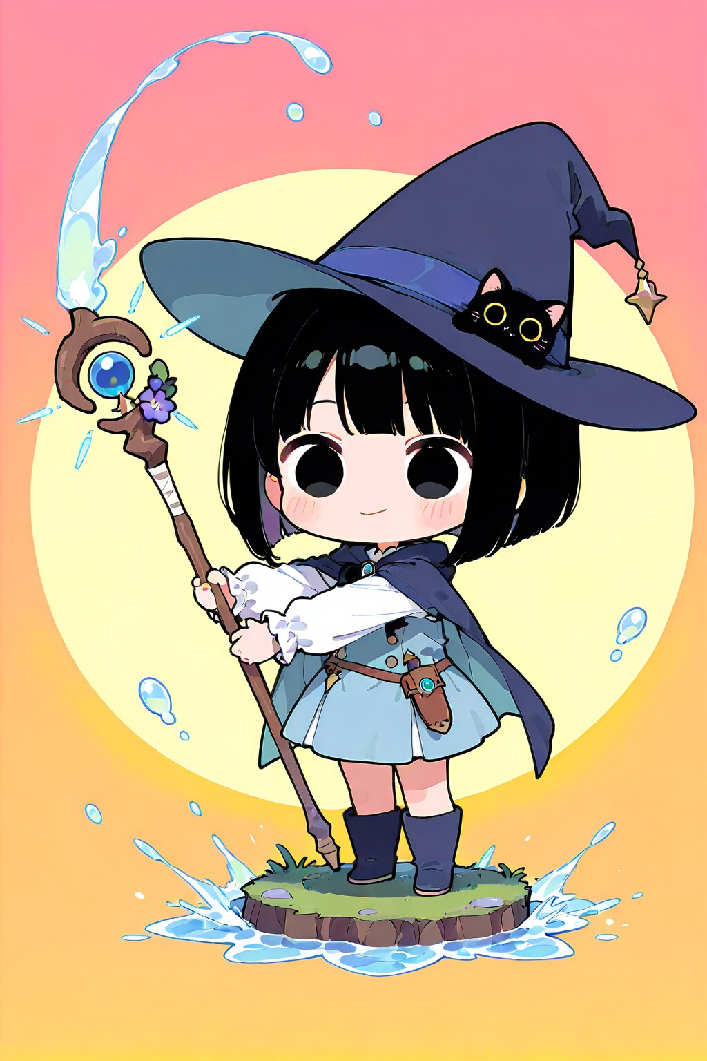 水の魔女と黒猫 | の人気AIイラスト・グラビア
