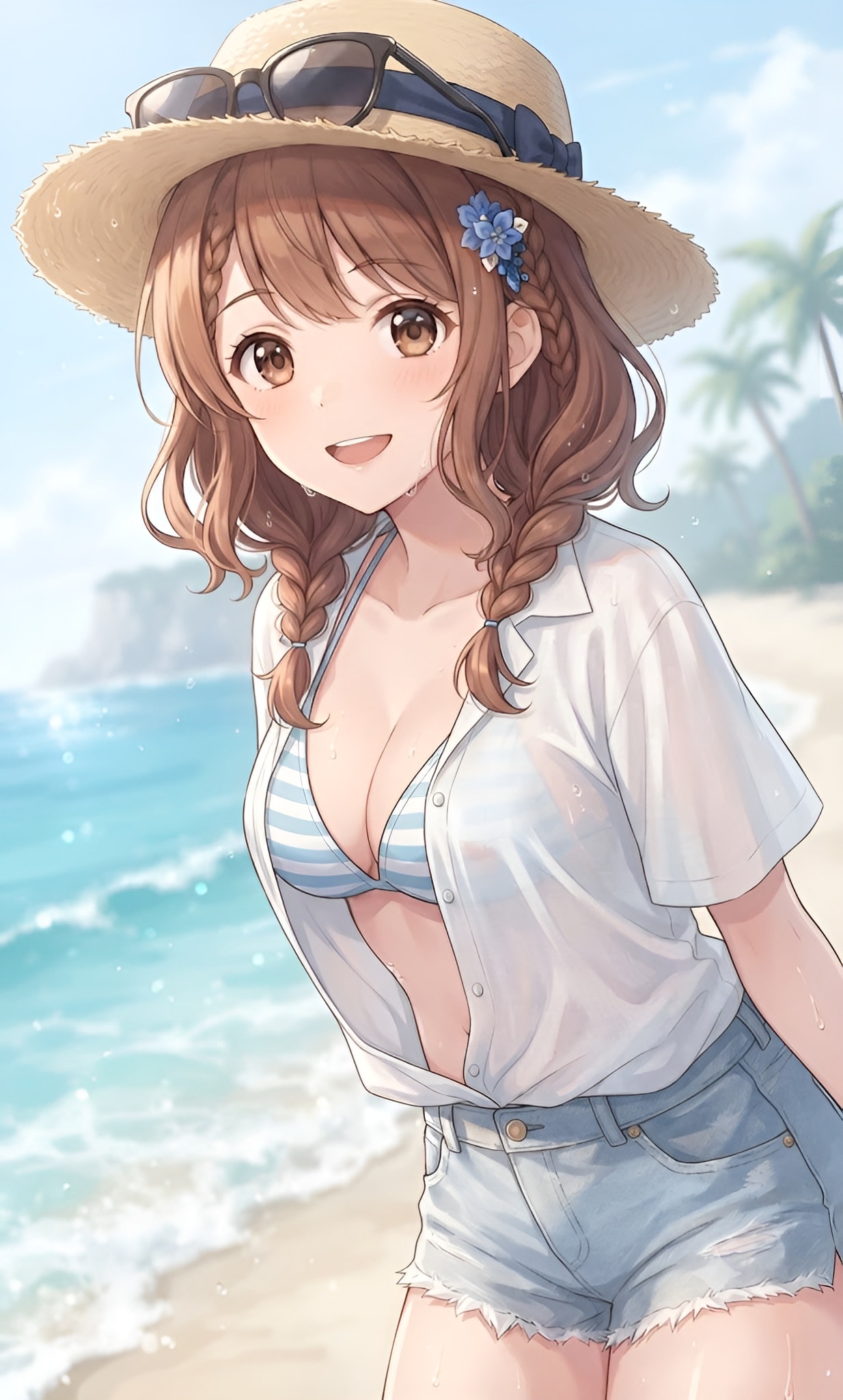 彼女とビーチ