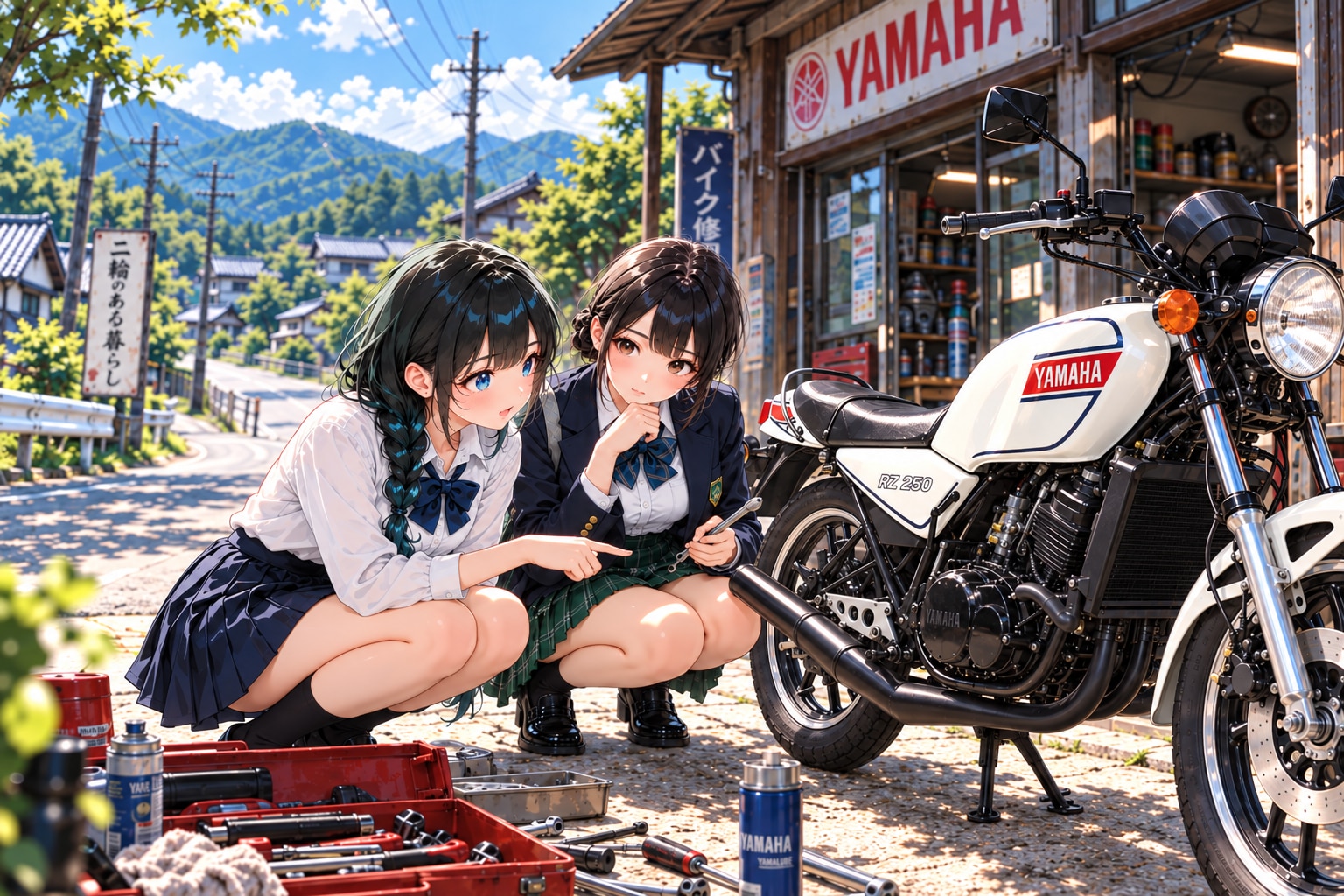 Innocent Worldちゃんと話し込むお団子JK | の人気AIイラスト・グラビア