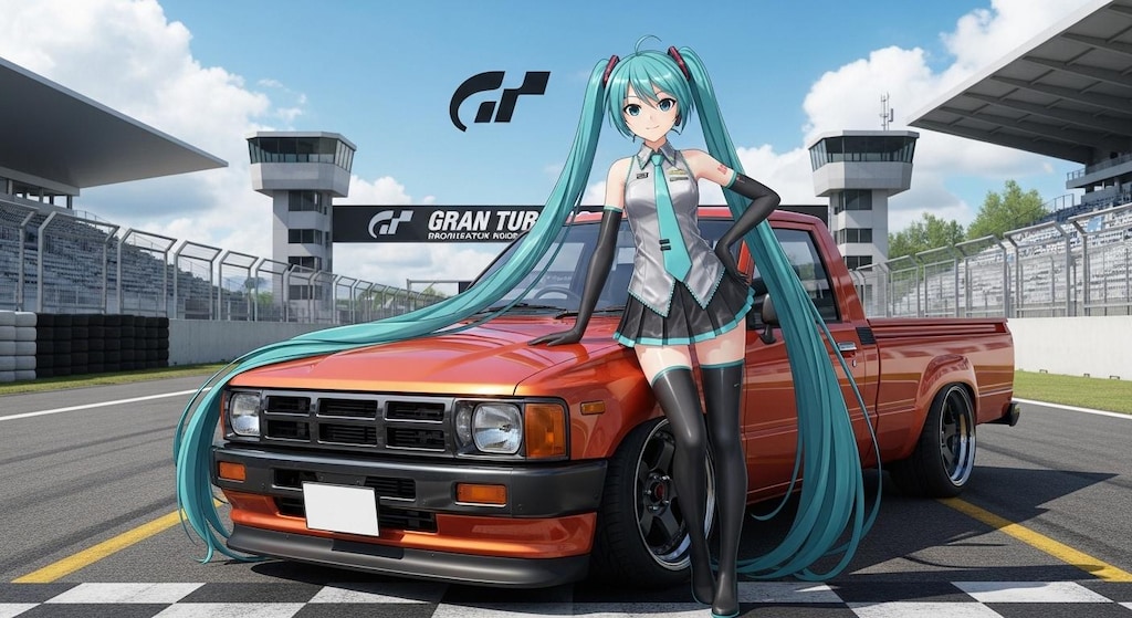初音ミクとハイラックストラック