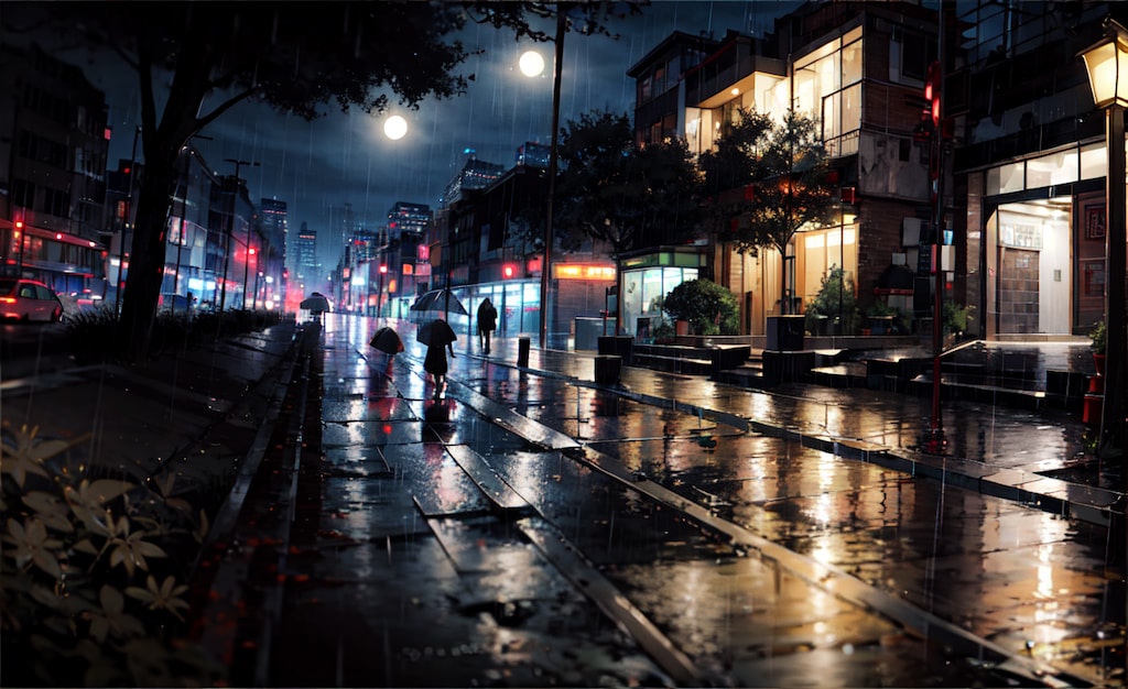 雨と満月