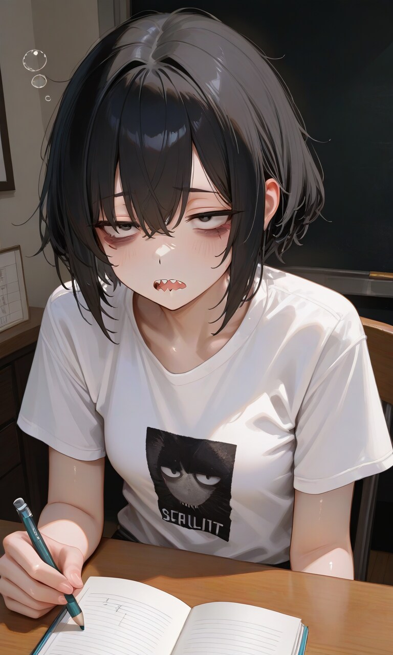 兄ちゃん…寝ずに宿題なんて、ムリだよぉ…💤