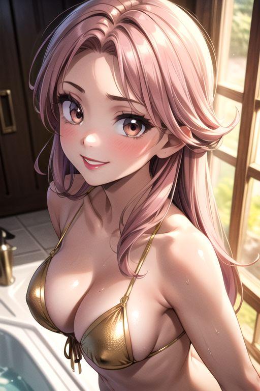 金ビキニ ピンクヘア