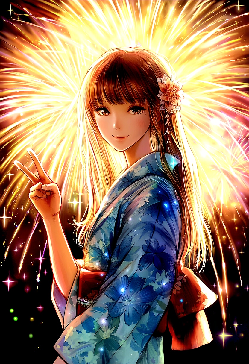 夏は　やっぱり　君と　花火大会　覚えてる | の人気AIイラスト・グラビア