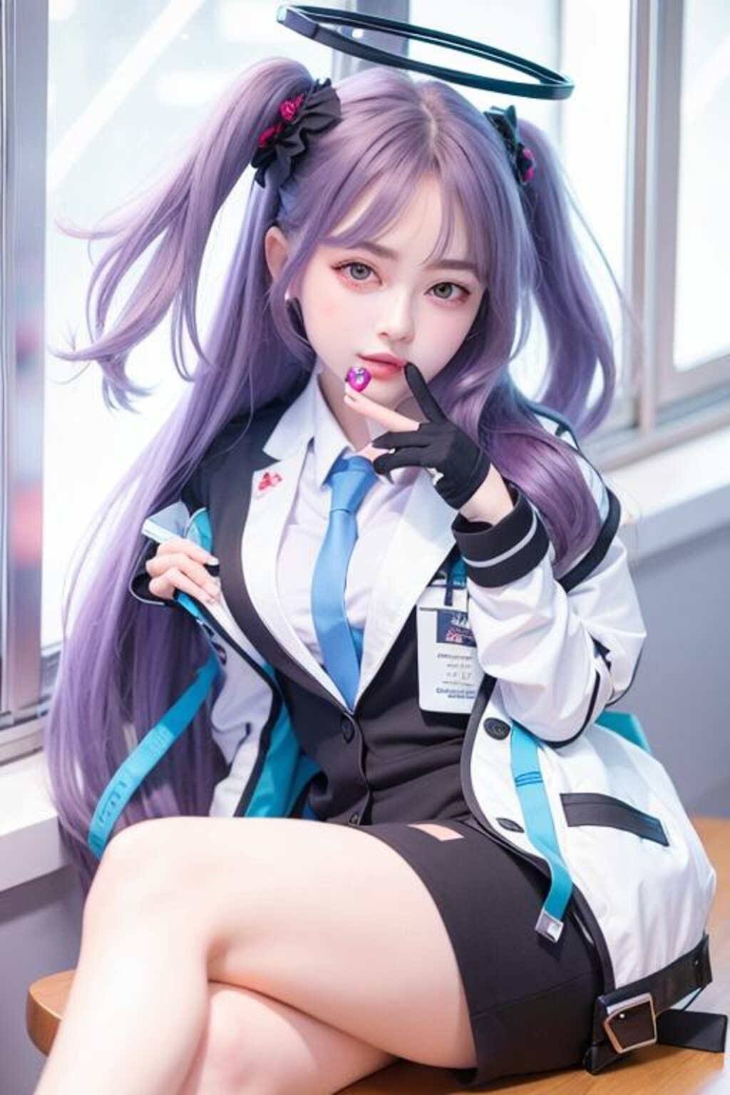 太ももを魅せつけるブルアカ早瀬ユウカコスプレイヤー😍