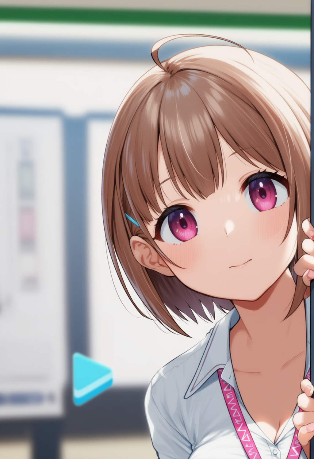 のどかちゃんが物陰からジッと見つめているだけ