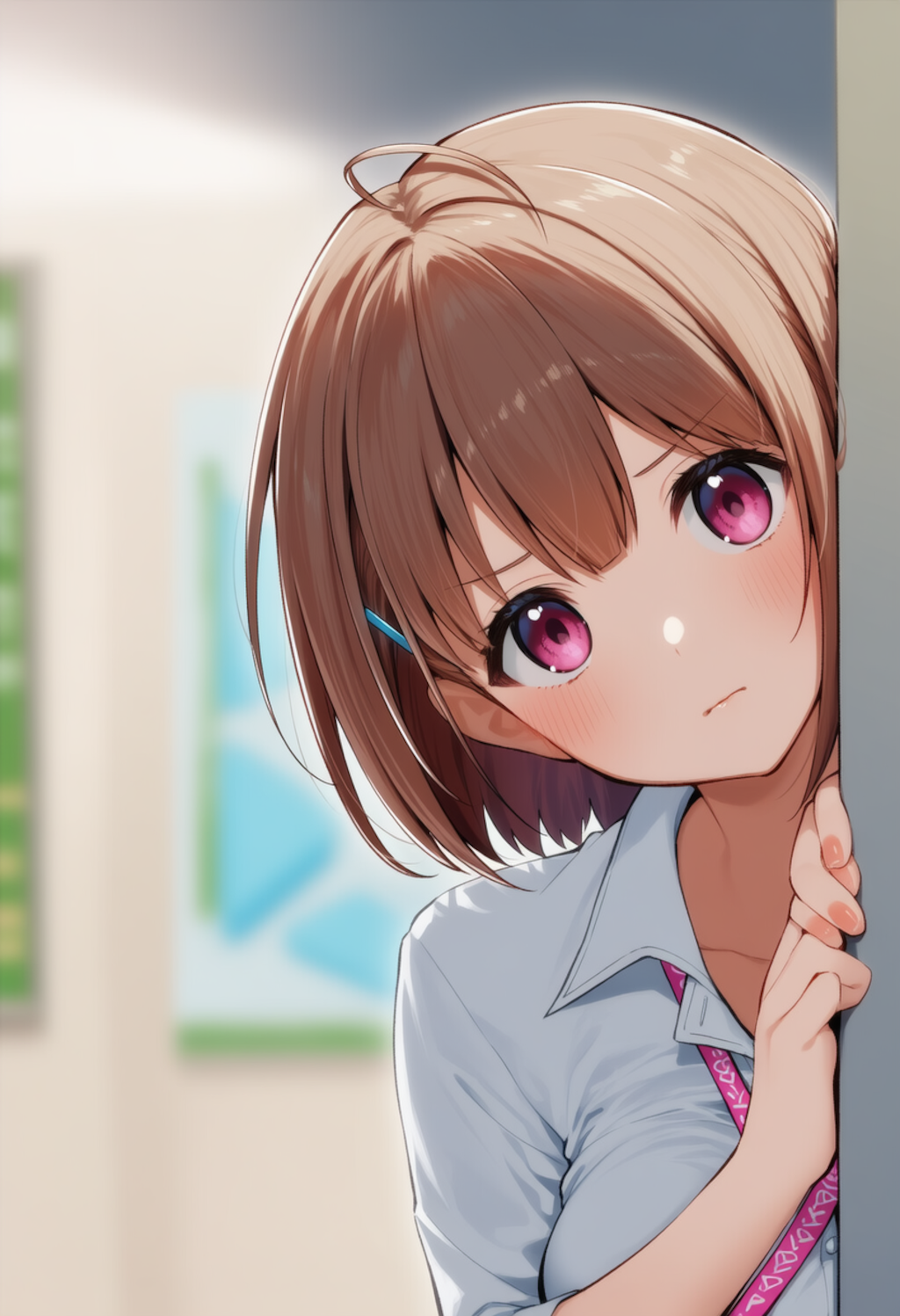 のどかちゃんが物陰からジッと見つめているだけ