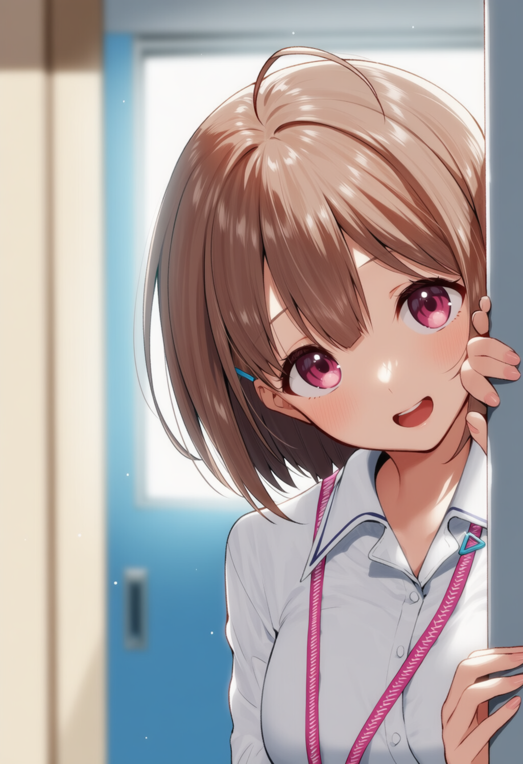 のどかちゃんが物陰からジッと見つめているだけ