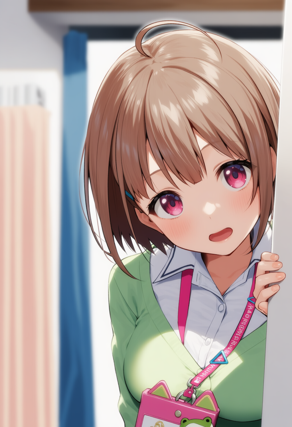 のどかちゃんが物陰からジッと見つめているだけ