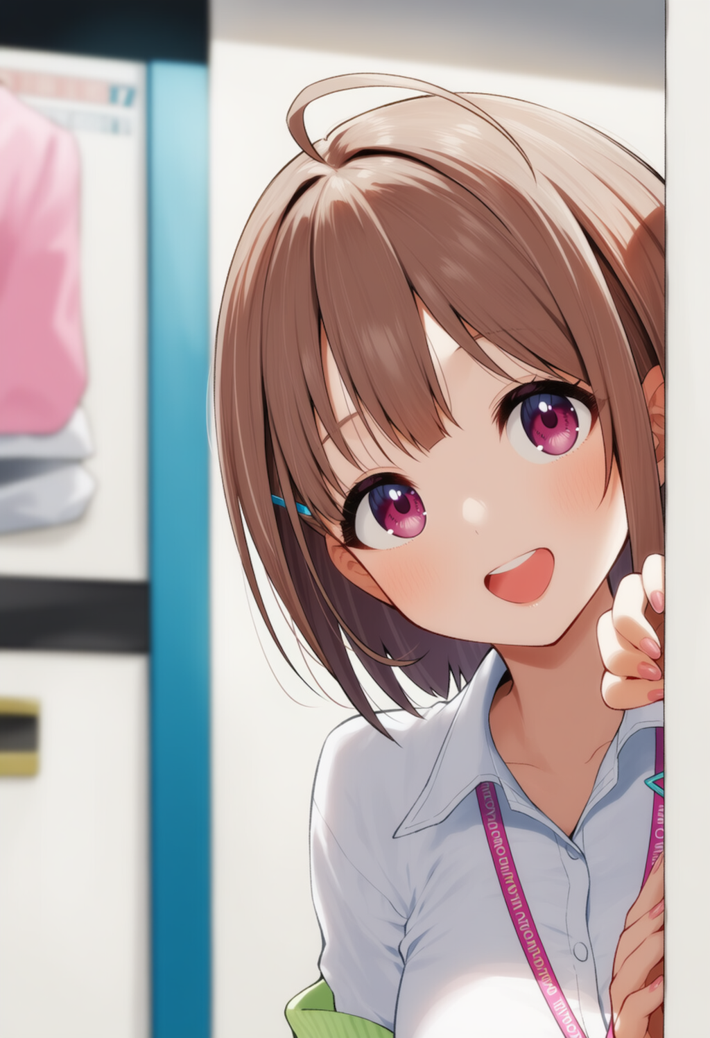 のどかちゃんが物陰からジッと見つめているだけ