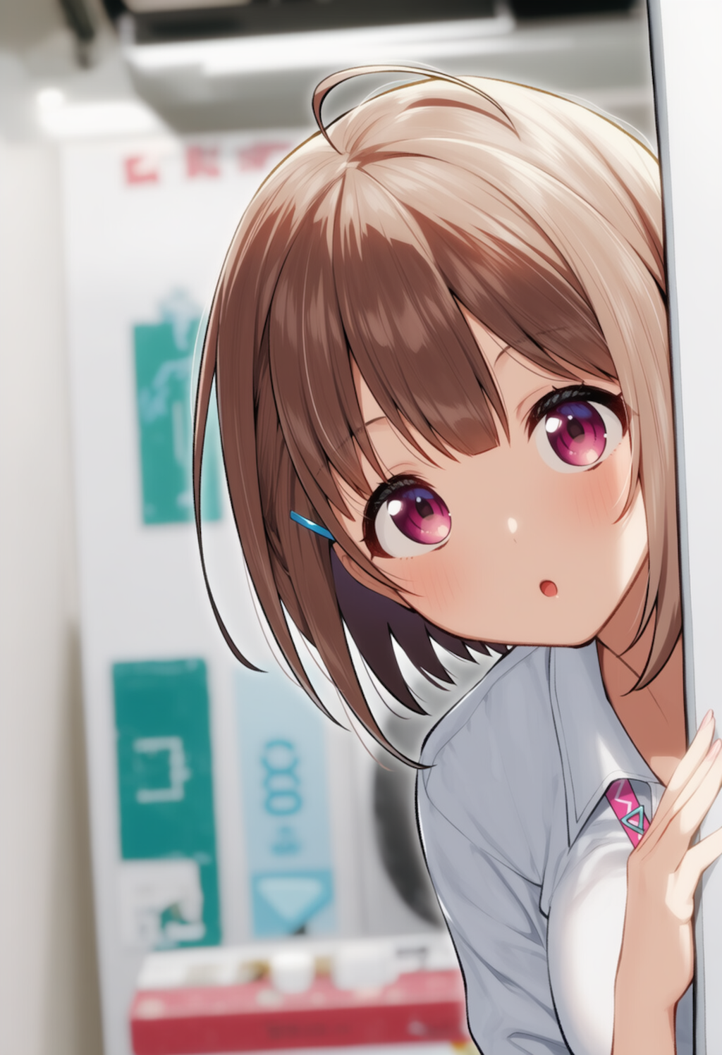 のどかちゃんが物陰からジッと見つめているだけ