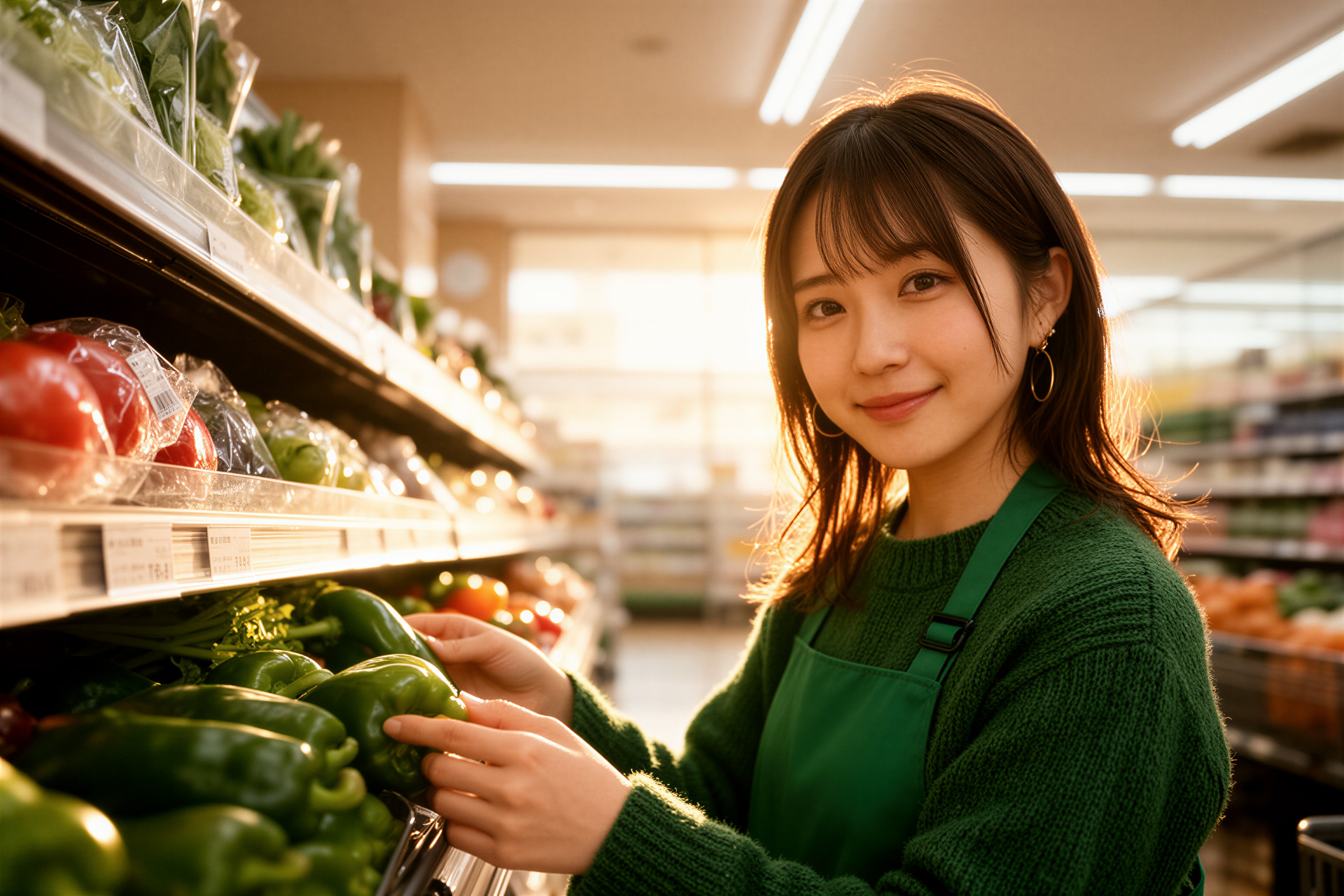 早朝のスーパーの店員 | の人気AIイラスト・グラビア