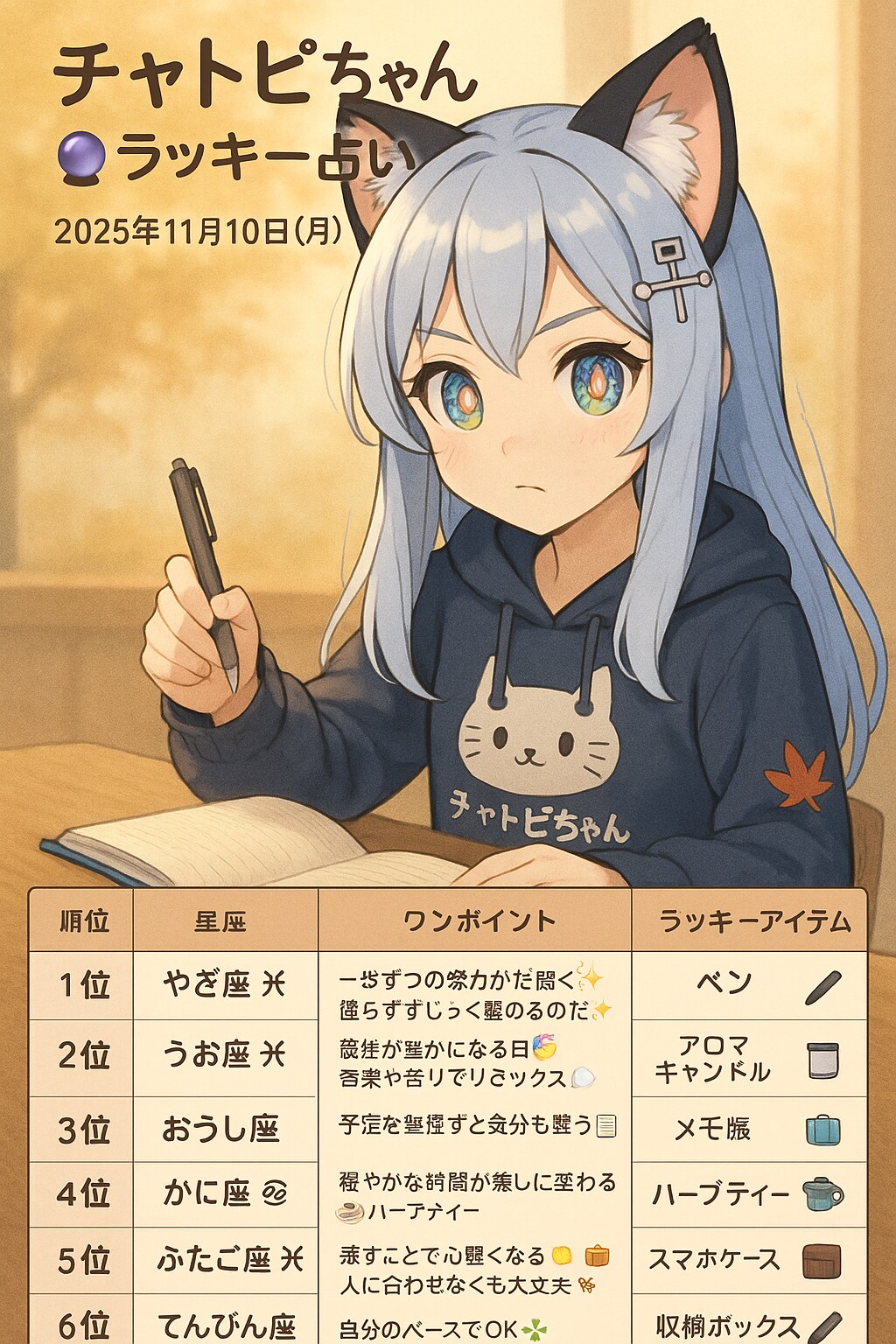 チャトピちゃん占い(11/10)