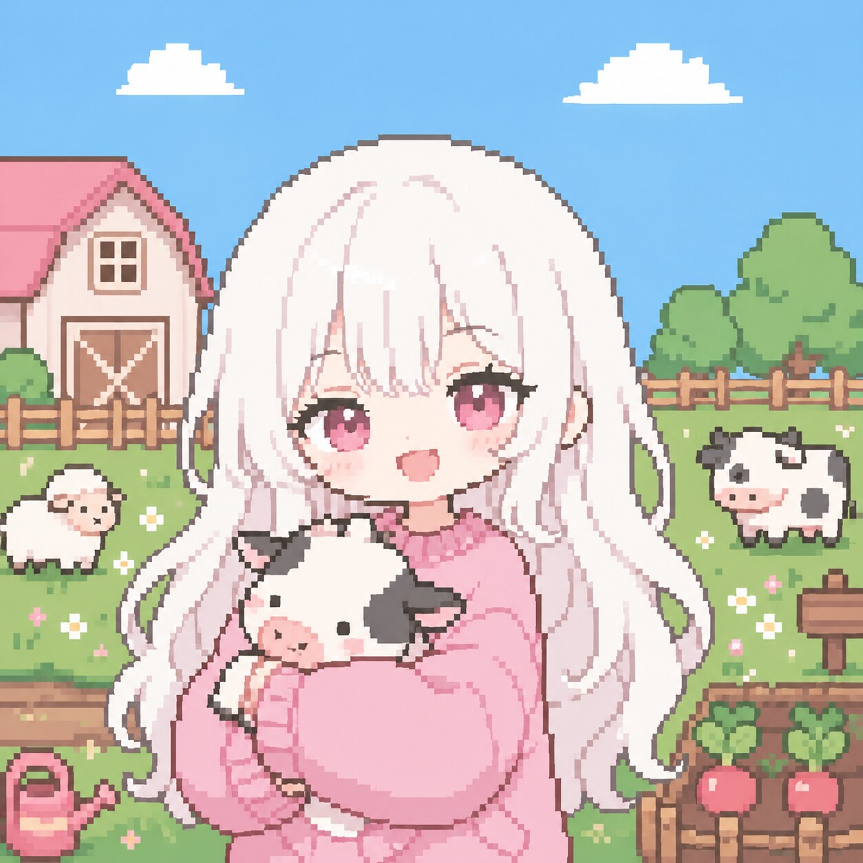 日常牧場ゲームの可愛い女の子