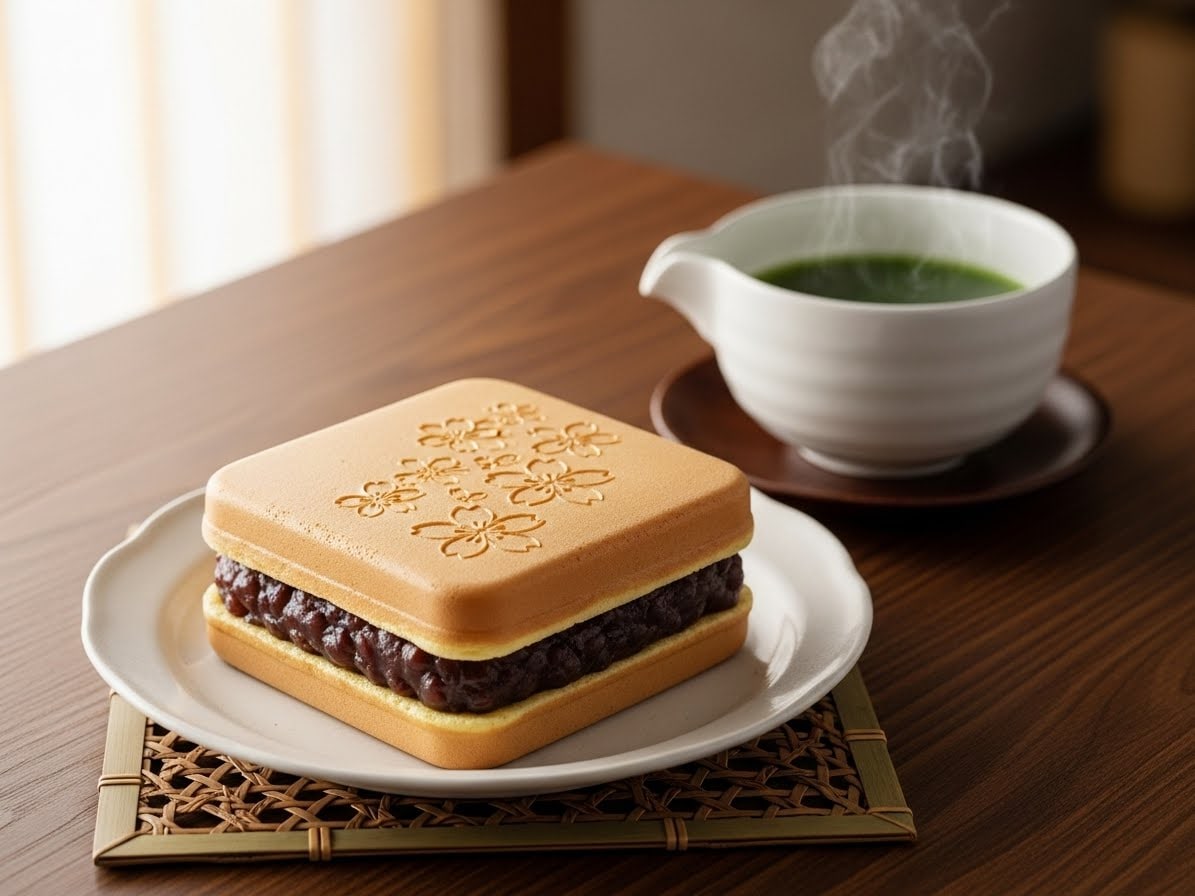 デザートの最中と緑茶のセット | の人気AIイラスト・グラビア