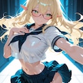 金髪エルフさん♪…カラフル制服ヘソ出し♡ 9枚目
