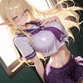 金髪エルフさん♪…カラフル制服ヘソ出し♡ 11枚目