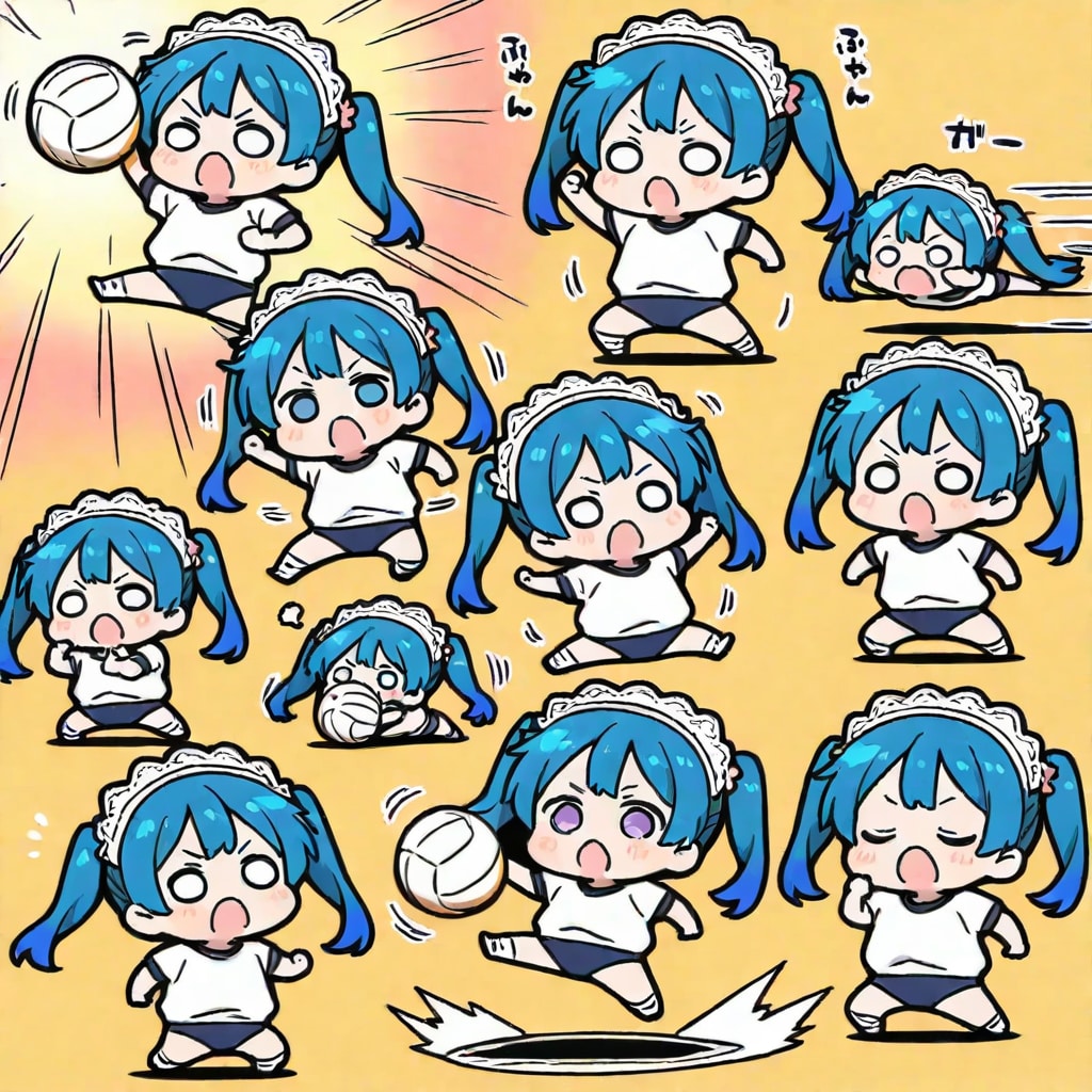 練習する青髪ちゃん