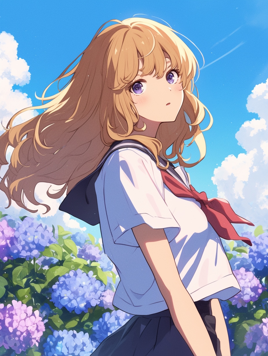 アジサイと女子高生 | の人気AIイラスト・グラビア