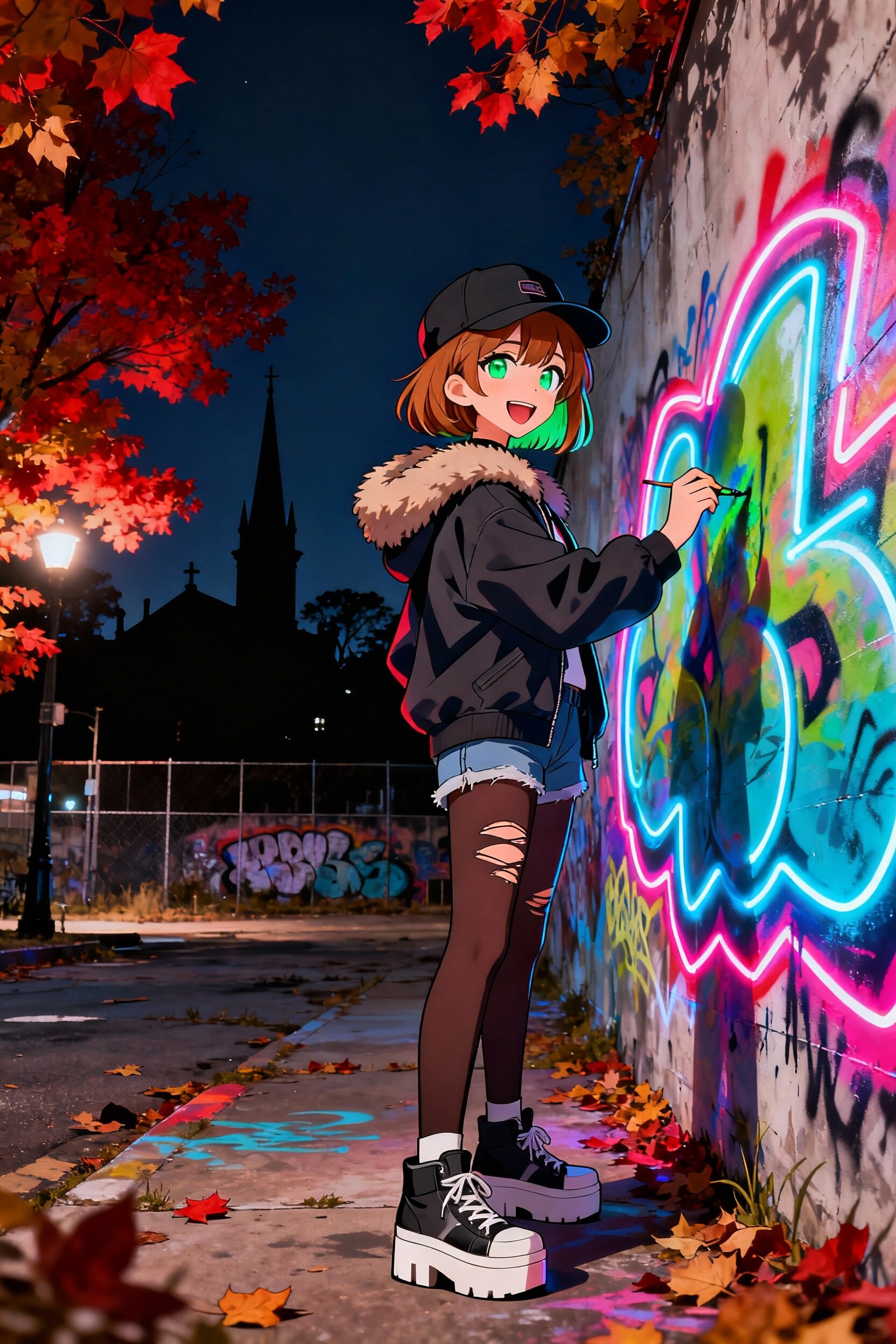 真夜中の蛍光サイン | の人気AIイラスト・グラビア