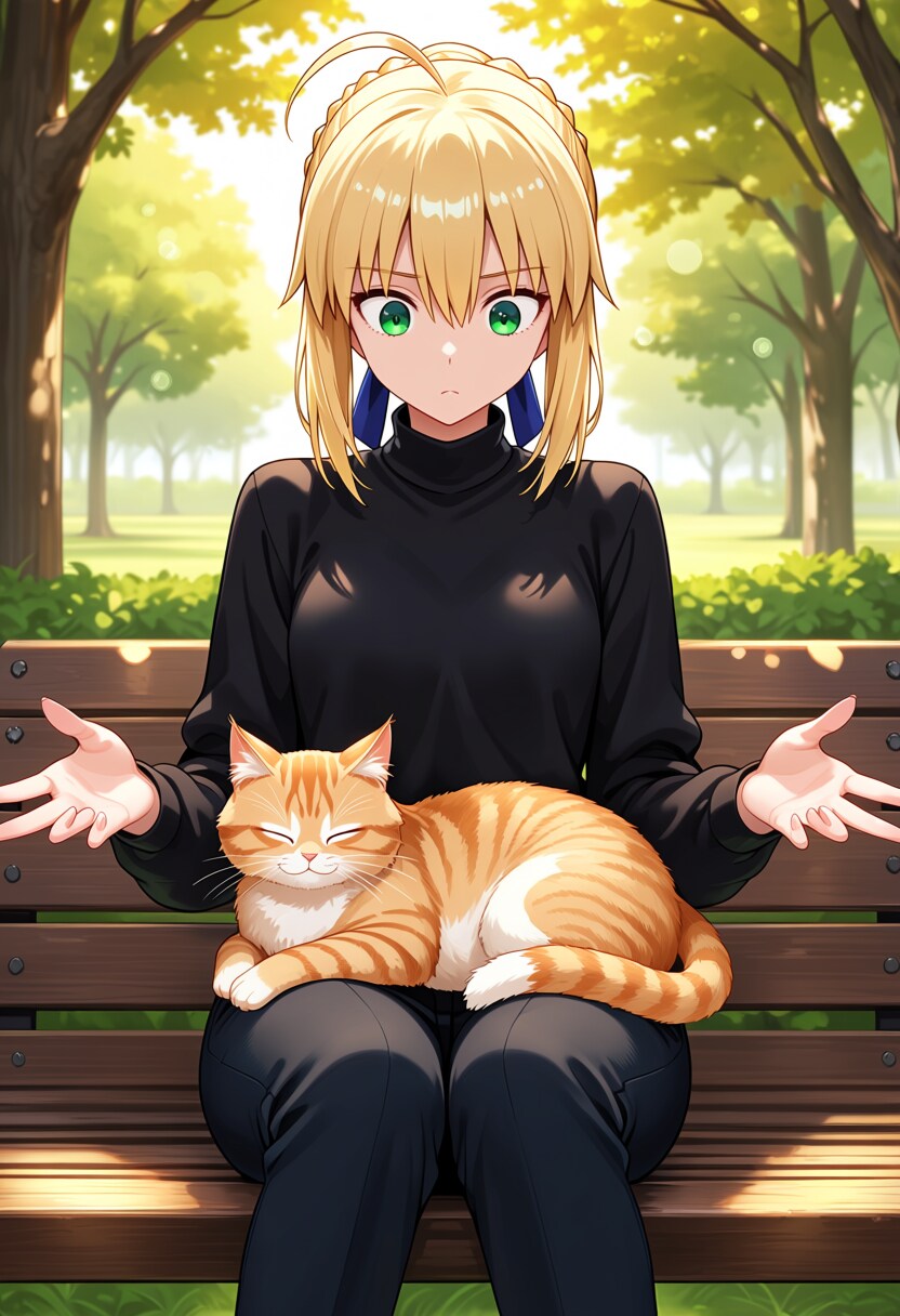 公園で猫と日向ぼっこ