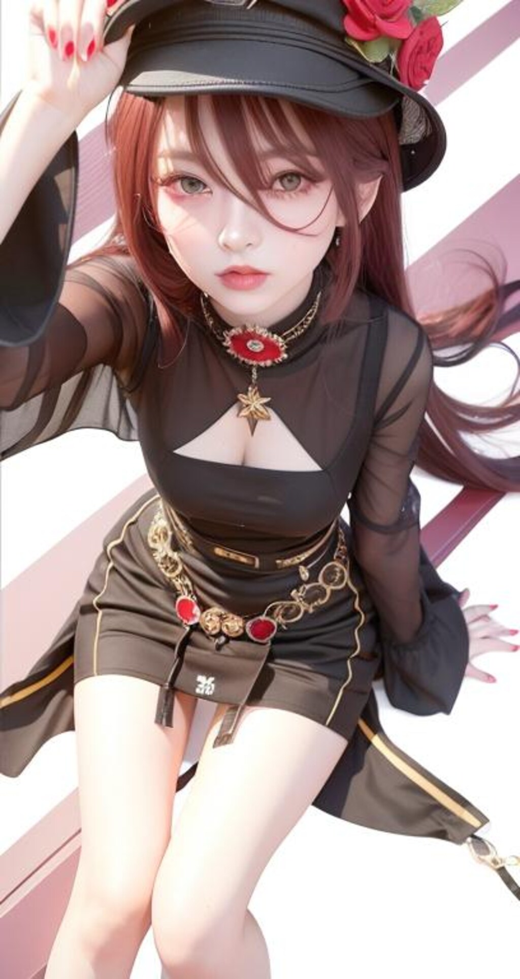 原神の胡桃（フータオ）っぽい美少女コスプレイラスト