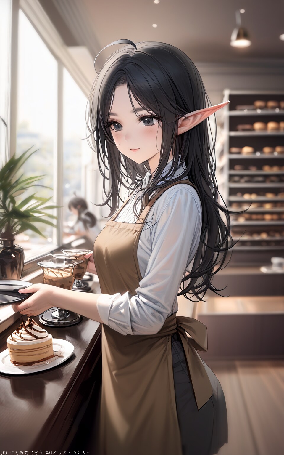 カフェの看板娘、エルフのユリア