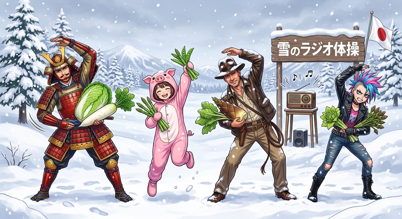 雪中ラジオ体操