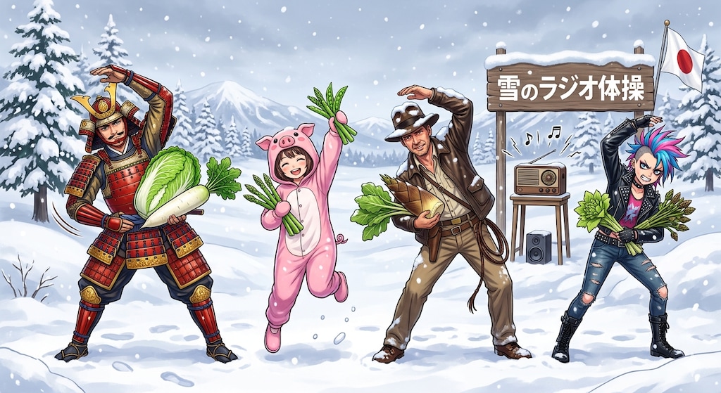 雪中ラジオ体操