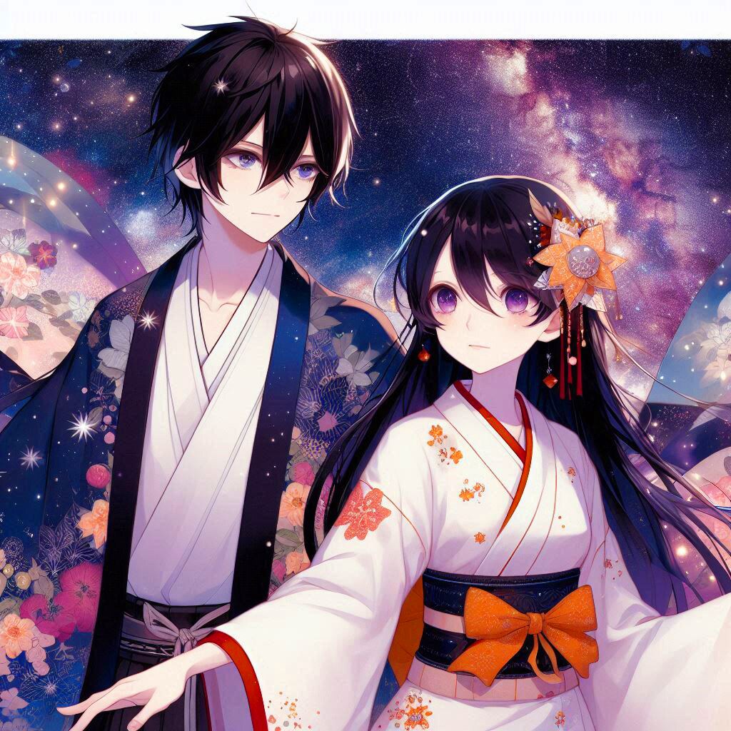 七夕の、織姫と彦星っぽい、恋人♥その1(12枚)