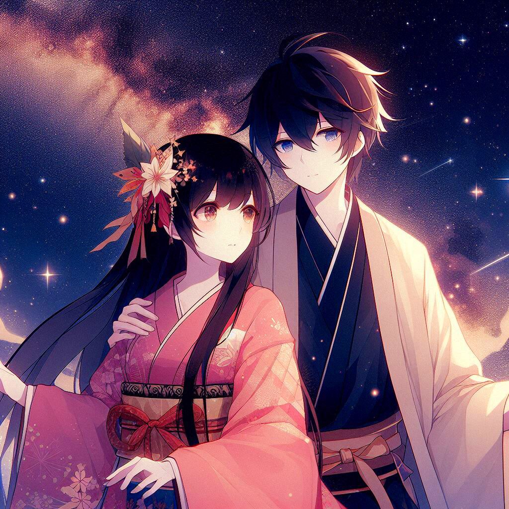 七夕の、織姫と彦星っぽい、恋人♥その1(12枚)