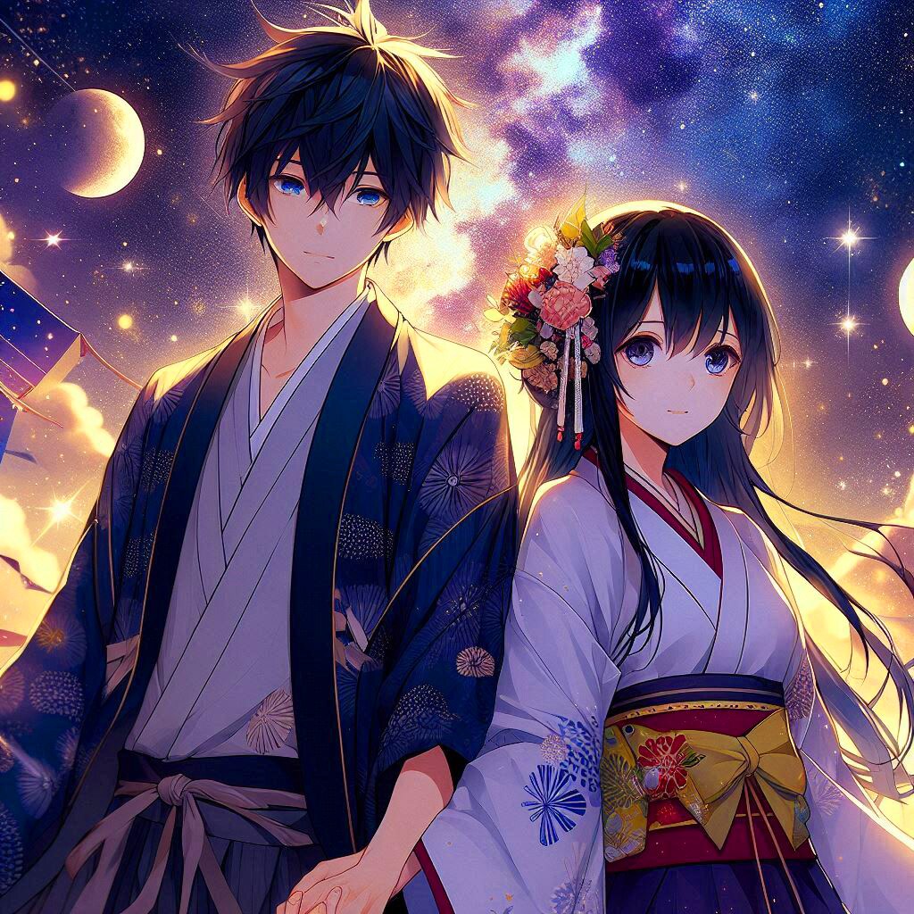 七夕の、織姫と彦星っぽい、恋人♥その1(12枚)